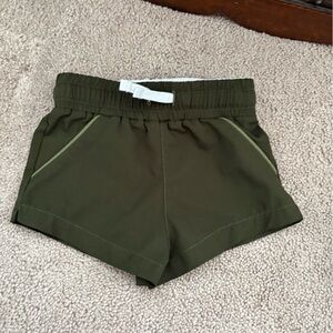 Girls Olive Green Elastic-Waist Athletic Shorts